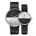Relojes de pareja de moda de marca superior SK para hombres y mujeres, reloj de cuarzo de lujo minimalista con correa de cuero, reloj de pulsera informal para pareja